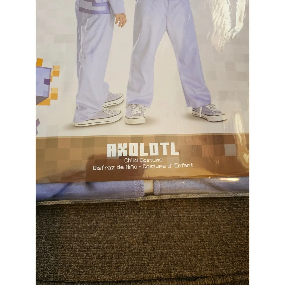 Minecraft Axolotl Child Costume Hooded Jumpsuit Size L S 4-6 Halloween‎ NEW NWT